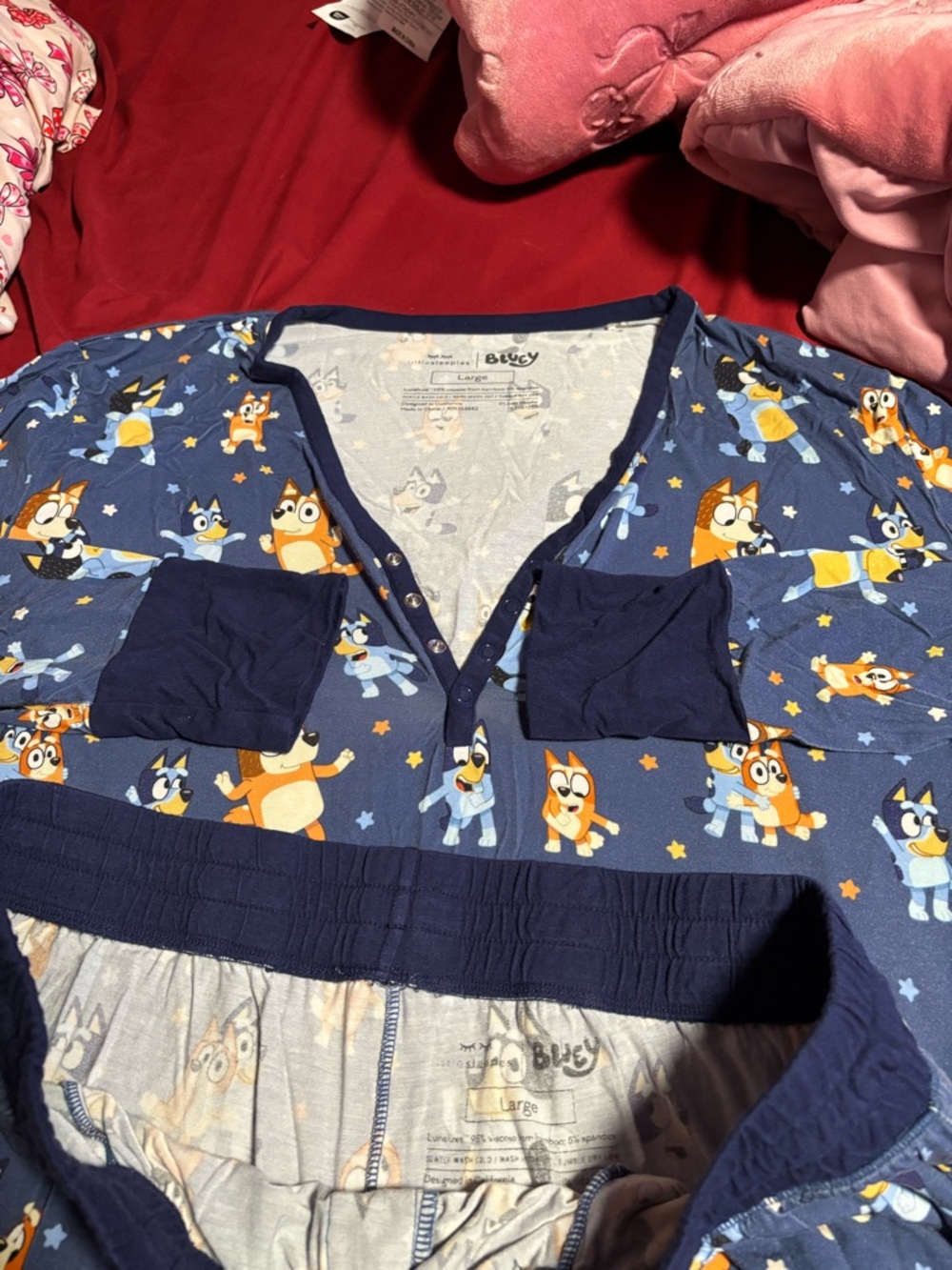 Little Sleepies Navy Blue & Orange Cartoon Puppy Two-Piece Pajama Set - Picture 3 of 3